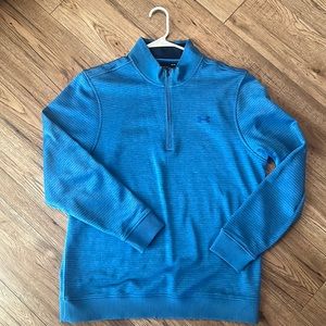 Men’s Large Under Armor golf quarter zip, blue with blue stripe, Large